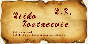 Milko Kostačević vizit kartica